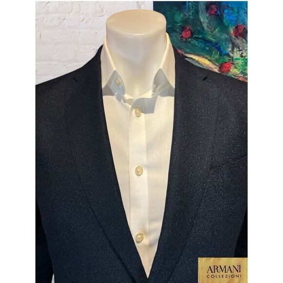 New Armani Collection 38R Sapphire Cobalt Royal Blue Metallic Blazer Suit Jacket - Picture 2 of 12